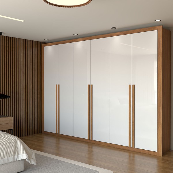 Guarda-Roupa Casal Aura 6 Portas 6 Gavetas Cinamomo/Branco - Panorama Móveis