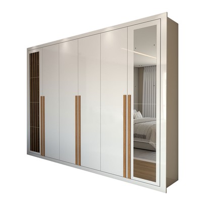 Guarda-Roupa Casal Aura 6 Portas 6 Gavetas com Espelho Branco - Panorama Móveis