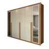Guarda-Roupa Casal Aura 6 Portas 6 Gavetas com Espelho Cinamomo-Off White - Panorama Móveis