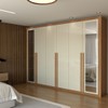 Guarda-Roupa Casal Aura 6 Portas 6 Gavetas com Espelho Cinamomo-Off White - Panorama Móveis