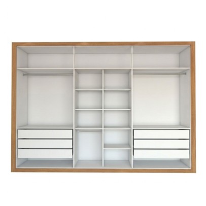 Guarda-Roupa Casal Aura 6 Portas 6 Gavetas com Espelho Cinamomo-Off White - Panorama Móveis