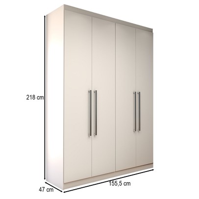 Guarda-Roupa Solteiro City 4 Portas 2 Gavetas Branco- Panorama Móveis