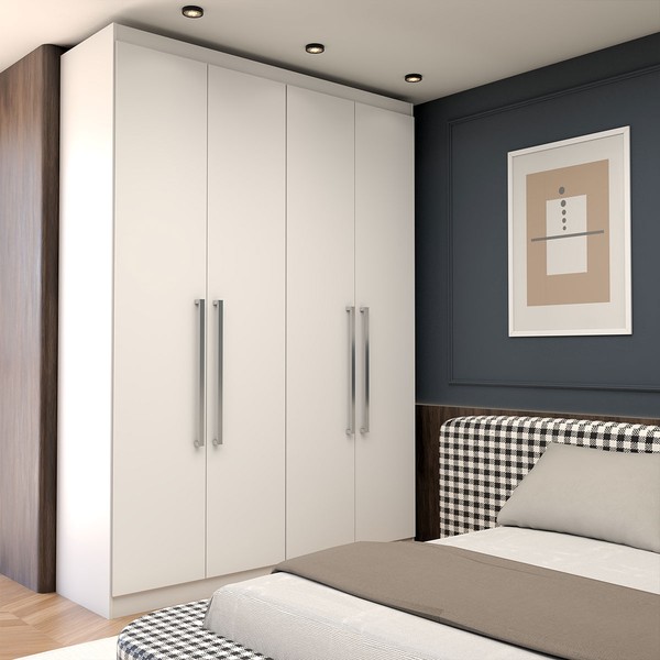 Guarda-Roupa Solteiro City 4 Portas 2 Gavetas Branco- Panorama Móveis