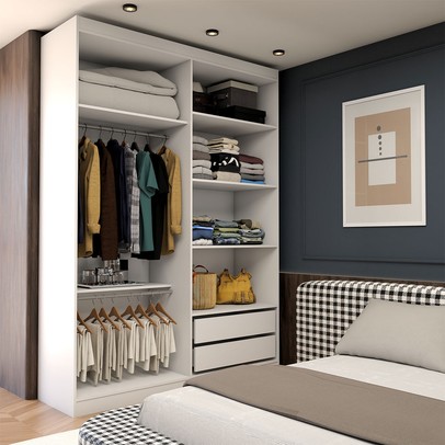 Guarda-Roupa Solteiro City 4 Portas 2 Gavetas Branco- Panorama Móveis