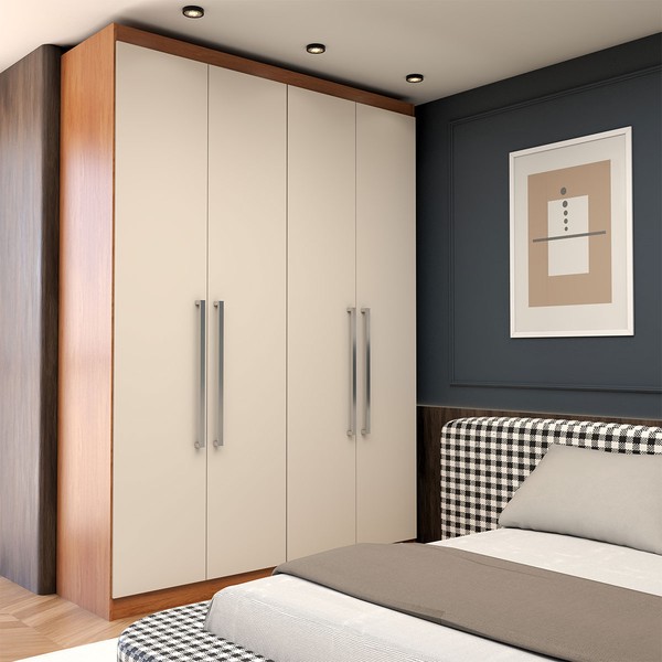 Guarda-Roupa Solteiro City 4 Portas 2 Gavetas Freijó/Off - Panorama Móveis