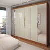 Guarda-Roupa Casal Prime 6 Portas 4 Gavetas com Espelho Cinamomo/Off White - Panorama Móveis