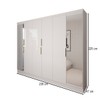 Guarda-Roupa Casal Prime 6 Portas 4 Gavetas com Espelho Branco - Panorama Móveis