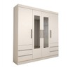 Guarda-Roupa Casal Romenia Slim 4 Portas 6 Gavetas Branco - Panorama Móveis