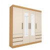 Guarda-Roupa Casal Romenia Slim 4 Portas 6 Gavetas Cinamomo/Off White - Panorama Móveis