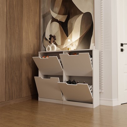 Sapateira Milano 4 Portas para 16 Pares de Sapato Branco - Panorama Móveis