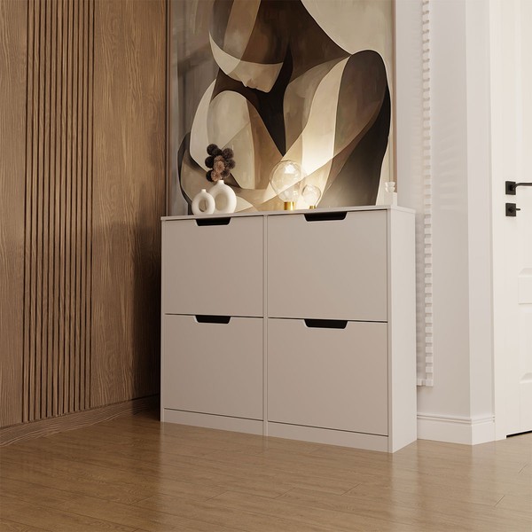 Sapateira Milano 4 Portas para 16 Pares de Sapato Branco - Panorama Móveis