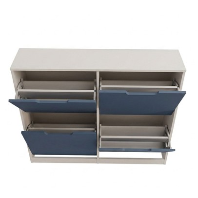 Sapateira Milano 4 Portas para 16 Pares de Sapato Azul/Branco - Panorama Móveis