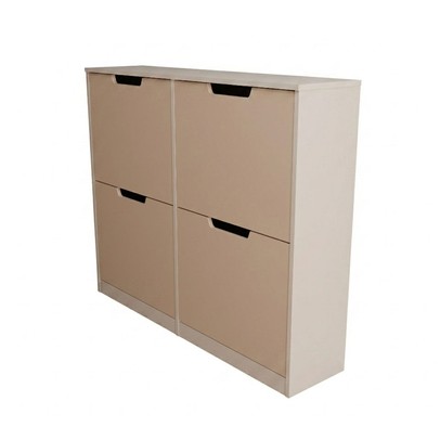 Sapateira Milano 4 Portas para 16 Pares de Sapato Creme/Branco - Panorama Móveis