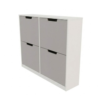 Sapateira Milano 4 Portas para 16 Pares de Sapato Cinza/Branco - Panorama Móveis