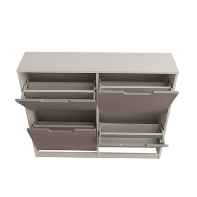 Sapateira Milano 4 Portas para 16 Pares de Sapato Cinza/Branco - Panorama Móveis