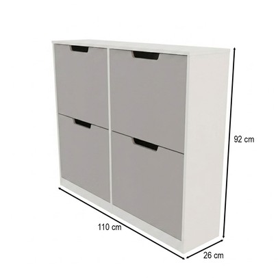Sapateira Milano 4 Portas para 16 Pares de Sapato Cinza/Branco - Panorama Móveis