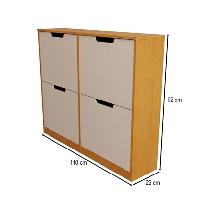 Sapateira Milano 4 Portas para 16 Pares de Sapato Branco/Freijó - Panorama Móveis