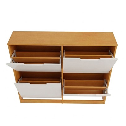 Sapateira Milano 4 Portas para 16 Pares de Sapato Branco/Freijó - Panorama Móveis