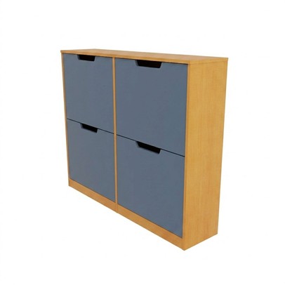 Sapateira Milano 4 Portas para 16 Pares de Sapato Azul/Freijó - Panorama Móveis