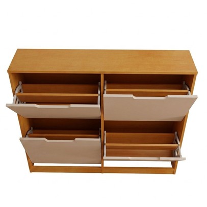 Sapateira Milano 4 Portas para 16 Pares de Sapato Creme/Freijó - Panorama Móveis