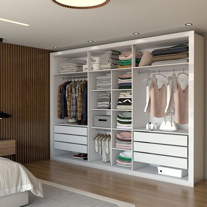 Guarda-Roupa Casal Saint 6 Portas 6 Gavetas com Espelho Branco - Panorama Móveis