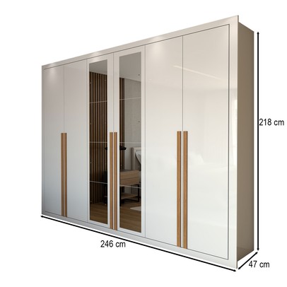 Guarda-Roupa Casal Saint 6 Portas 6 Gavetas com Espelho Branco - Panorama Móveis