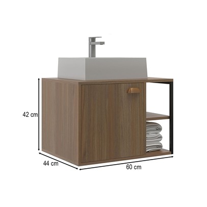 Armário de Banheiro Nassau 1 Porta com Cuba 100% Mdf Noce - Belizze Móveis