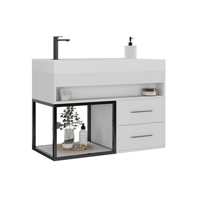 Armário de Banheiro New 2 Gavetas com Cuba 100% Mdf Branco - Belizze Móveis