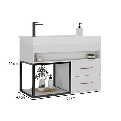 Armário de Banheiro New 2 Gavetas com Cuba 100% Mdf Branco - Belizze Móveis