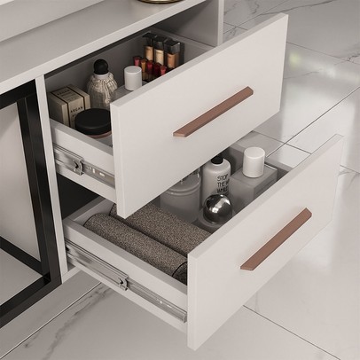 Armário de Banheiro New 2 Gavetas com Cuba 100% Mdf Branco - Belizze Móveis