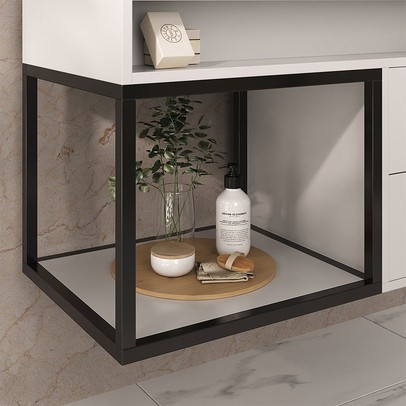 Armário de Banheiro New 2 Gavetas com Cuba 100% Mdf Branco - Belizze Móveis