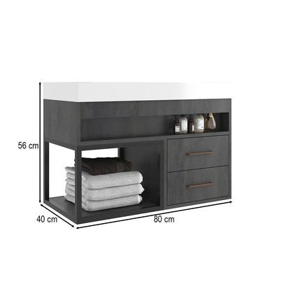 Armário de Banheiro New 2 Gavetas com Cuba 100% Mdf Carbono - Belizze Móveis