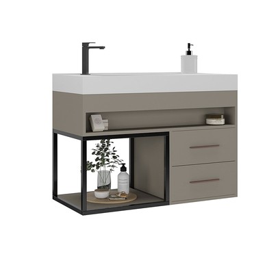 Armário de Banheiro New 2 Gavetas com Cuba 100% Mdf Cimento - Belizze Móveis