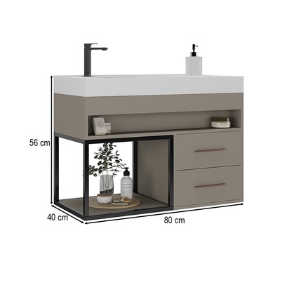 Armário de Banheiro New 2 Gavetas com Cuba 100% Mdf Cimento - Belizze Móveis