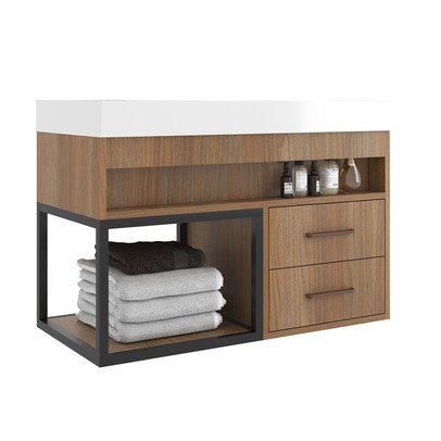 Armário de Banheiro New 2 Gavetas com Cuba 100% Mdf Noce - Belizze Móveis