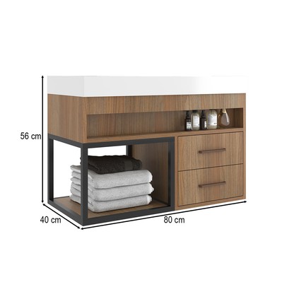 Armário de Banheiro New 2 Gavetas com Cuba 100% Mdf Noce - Belizze Móveis