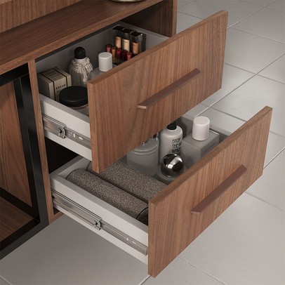 Armário de Banheiro New 2 Gavetas com Cuba 100% Mdf Noce - Belizze Móveis
