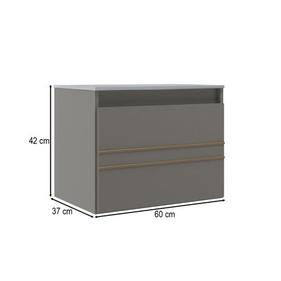 Armário de Banheiro Royal 1 Porta com Cuba 100% Mdf Cimento - Belizze Móveis