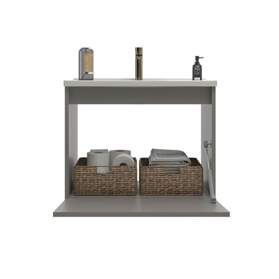 Armário de Banheiro Royal 1 Porta com Cuba 100% Mdf Cimento - Belizze Móveis