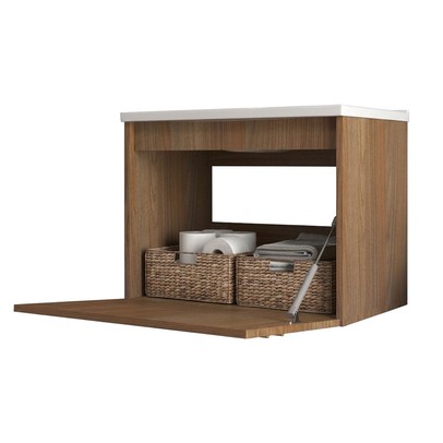 Armário de Banheiro Royal 1 Porta com Cuba 100% Mdf Noce - Belizze Móveis
