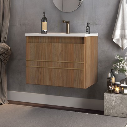 Armário de Banheiro Royal 1 Porta com Cuba 100% Mdf Noce - Belizze Móveis