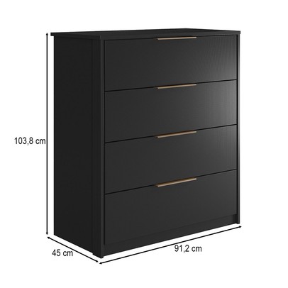 Cômoda Alia 4 Gavetas Preto Prime Tx/Amêndola - Demóbile