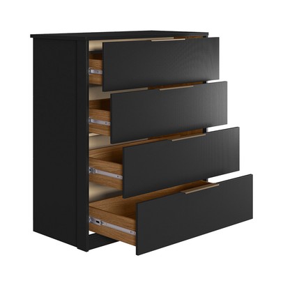Cômoda Alia 4 Gavetas Preto Prime Tx/Amêndola - Demóbile