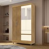 Guarda-Roupa Solteiro San Diego 4 Portas 2 Gavetas com Espelho Nature/Brisa/Champanhe - Pnr Móveis