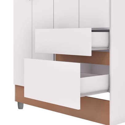 Guarda-Roupa Solteiro San Diego 4 Portas 2 Gavetas com Espelho Branco/Camarim - Pnr Móveis