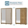 Guarda-Roupa Casal Cairo 2 Portas de Correr com Espelho 3 Gavetas 100% Mdf Flex Nature/Fendi - Pnr Móveis