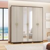Guarda-Roupa Igaratá 6 Portas 4 Gavetas 100% Mdf com Espelho Imbuia/Fendi - Pnr Móveis