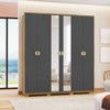 Guarda-Roupa Igaratá 6 Portas 4 Gavetas 100% Mdf com Espelho Nature/Alasca - Pnr Móveis