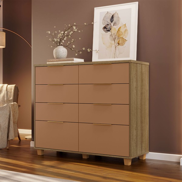 Cômoda Cairo 8 Gavetas Nature/Camarim - Pnr Móveis