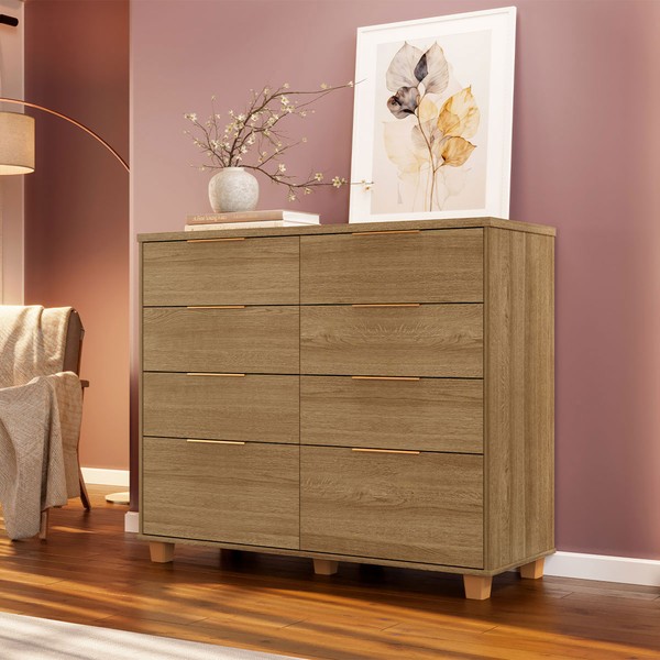 Cômoda Cairo 8 Gavetas Nature - Pnr Móveis